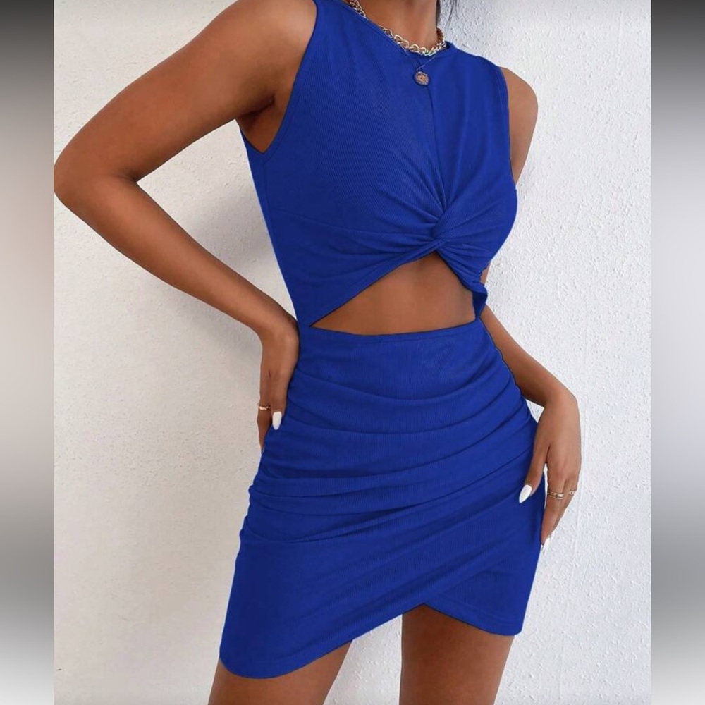 SHEIN Royal Blue Twist Cut-Out Mini Dress